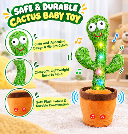 Dancing Cactus Plush Toy with Music, Lights & Singing Function