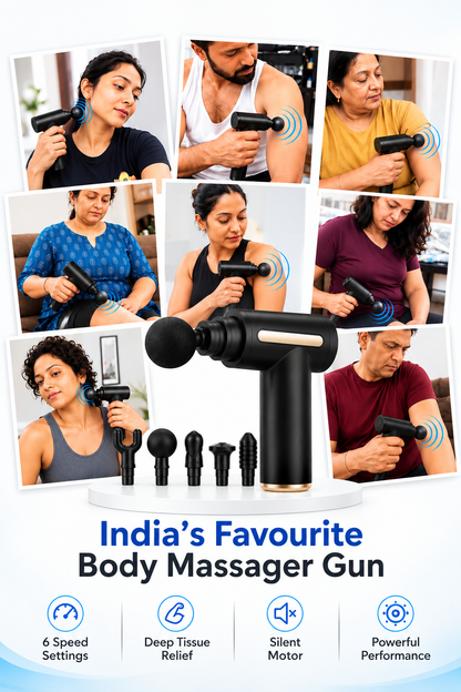 Percussion Massage Gun – 6 Speeds, 8 Massage Heads & Cordless Design